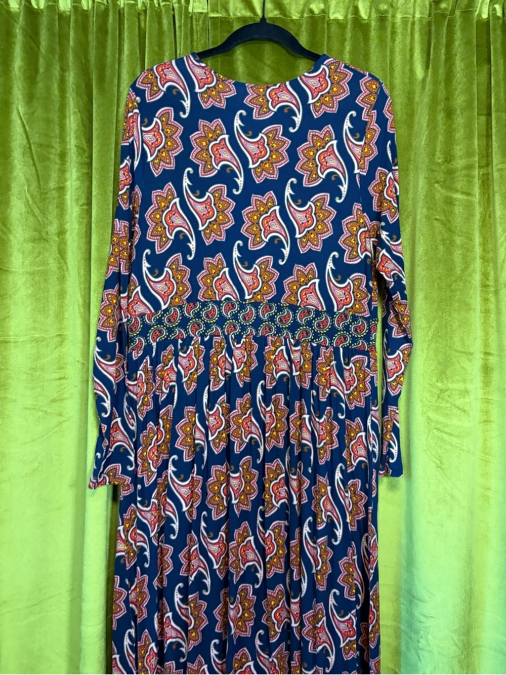 Boden Thea Long Sleeve Midi Dress in French Navy Paisley Amaryllis US 12 $170 - Picture 6 of 9